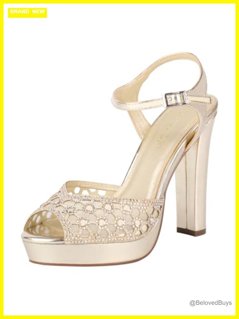 Platform Heeled Sandals with Rhinestones for Wedding Evening Party